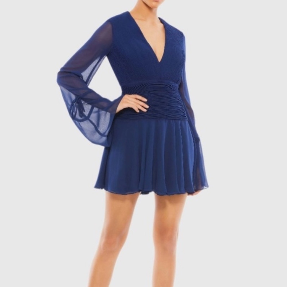 Ieena Mac Duggal Navy Chiffon dress - Picture 5 of 9